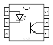 Brochage Opto-coupleur 4N35 (vue de dessus) Pinout - Brochage composant - Opto-coupleur