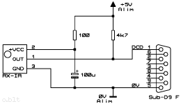 Schma rcepteur IR sur port sriel RS-232